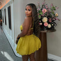 European and american women's clothing  spring new arrivals: sweet and fresh halter neck bandeau backless high-waisted mini dress