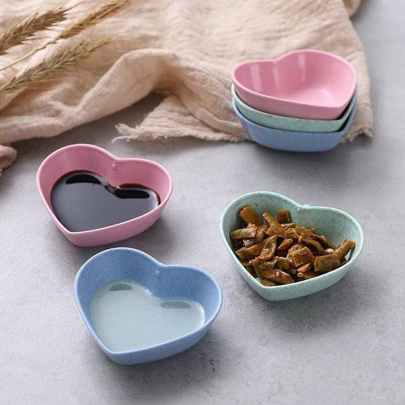 Love dish, seasoning dish, soy sauce dish, japanese small dish, vinegar dish, dipping dish, snack dish, plastic dish, wheat straw dish