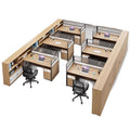Modern minimalist office desk and chair set - double/6-seat workstation for office use