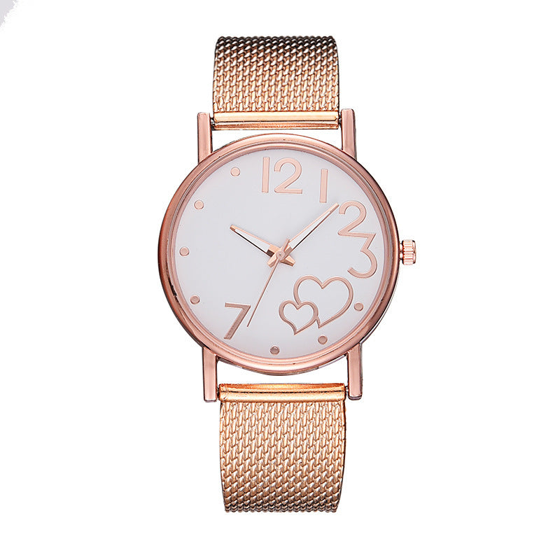 New arrival: women's casual fashion mesh strap heart-shaped watch - wholesale direct from manufacturer