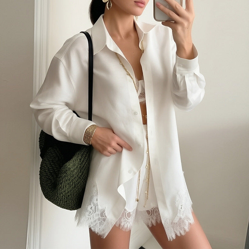summer new arrivals: european & american cross-border women's fashion - stylish casual striped shirt & shorts minimalist set