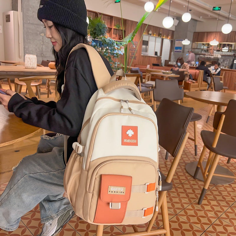 New casual backpack Korean version large capacity junior high school student schoolbag simple Japanese Korean version couple backpack