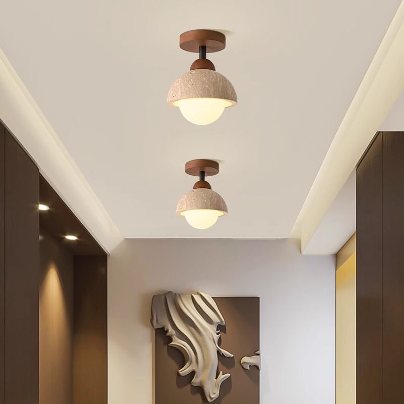 Wabi Silent Wind Balcony Light Retro Entrance Cream Wind Corridor Travertine Medieval Entrance Aisle Japanese Style Silent Ceiling Light