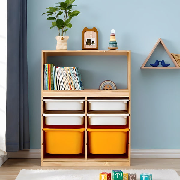 Children's room storage cabinet Solid wood children's car clothes bookshelf integrated storage baby toy storage cabinet