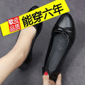 Live broadcast dropshipping soft leather soft bottom ladieswear shoes flatsabrasion resistantwaterproofbows work shoes micro business group purchase