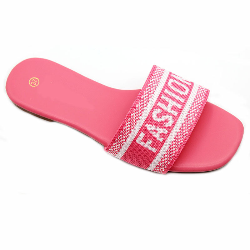 In Stock Ladies slippers Yiwu stall direct sales fashion embroidery  flat bottom cool slippers