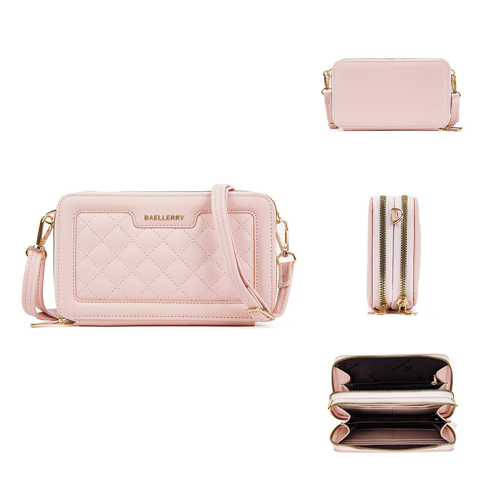 New baellerry women's wallet fashionable large-capacity diamond messenger bag premium zipper mobile phone bag