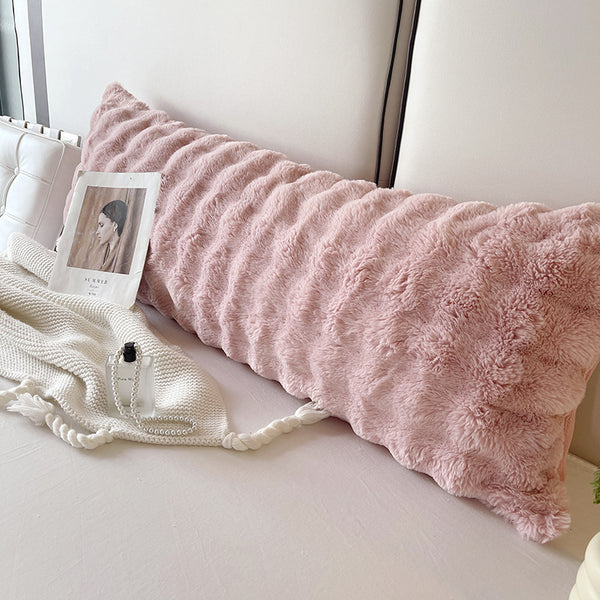 New rabbit plush double pillowcase milk plush extended pillowcase snowflake plush pillowcase double pillow warm