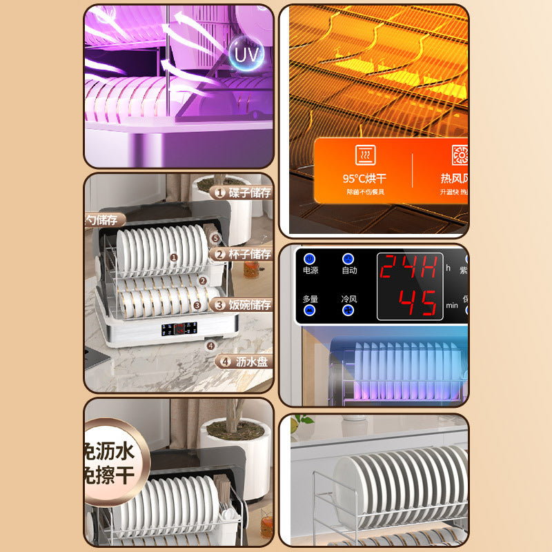 Wholesale no-drain disinfection cabinet for home small kitchen desktop tableware uv bowl and chopsticks disinfection bowl cabinet
