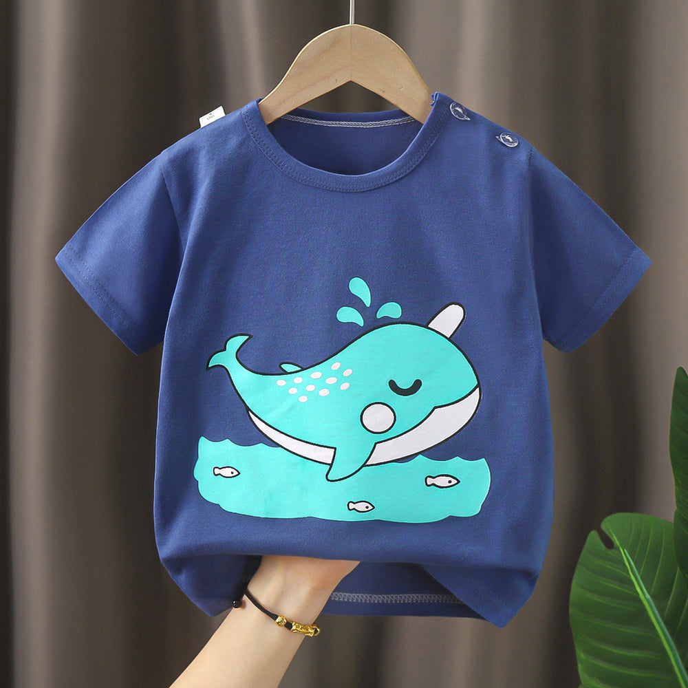 Kids' summer : pure cotton t-shirts for boys and girls - boys' tops, girls' crew neck short-sleeve tees, baby cartoon short-sleeves