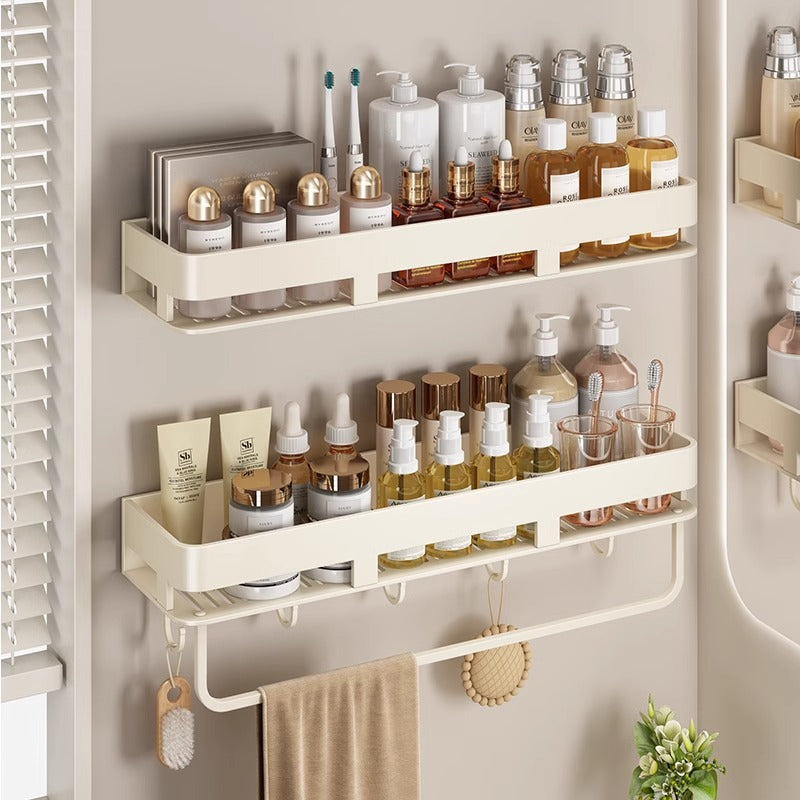 Space Aluminum Cream Wind Toilet Wash Desk Shelf No Punching Toilet Bathroom Toilet Wall Hanging Storage Rack