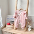 Baby spring autum clothes long sleeves double layer jumpsuit fashionable cute princess jumpsuit newborn baby girl outing clothes