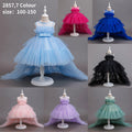 Girls' formal dresses with train length, detachable back length, children's princess dresses, gradient flower girl wedding dresses, cross-border dropshipping