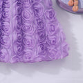 Girls' dress for toddlers and young children, solid color 3d floral pearl long sleeve dress