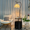 Bedroom bedside table with integrated floor lamp french medieval style practical storage rack living room sofa side coffee table