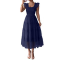 fashion  summer new arrival flying sleeve ruched ruffles vacation elegant mesh dress