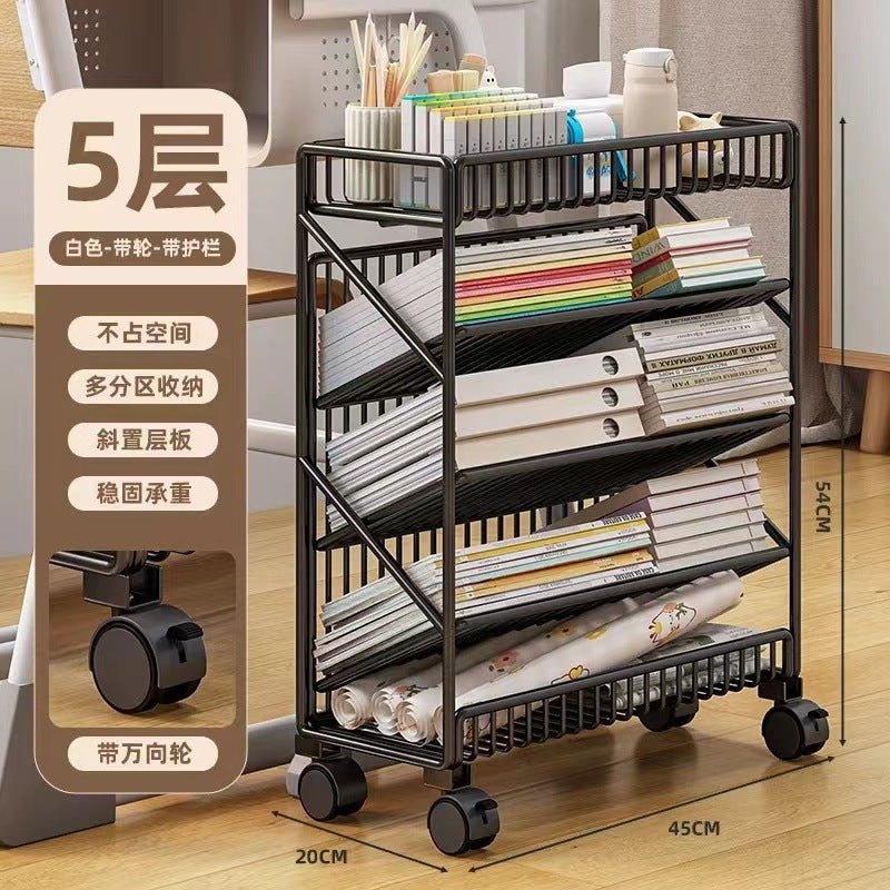 Classroom movable desktop bookshelf student textbook organizer floor storage rack children's home small bookshelf