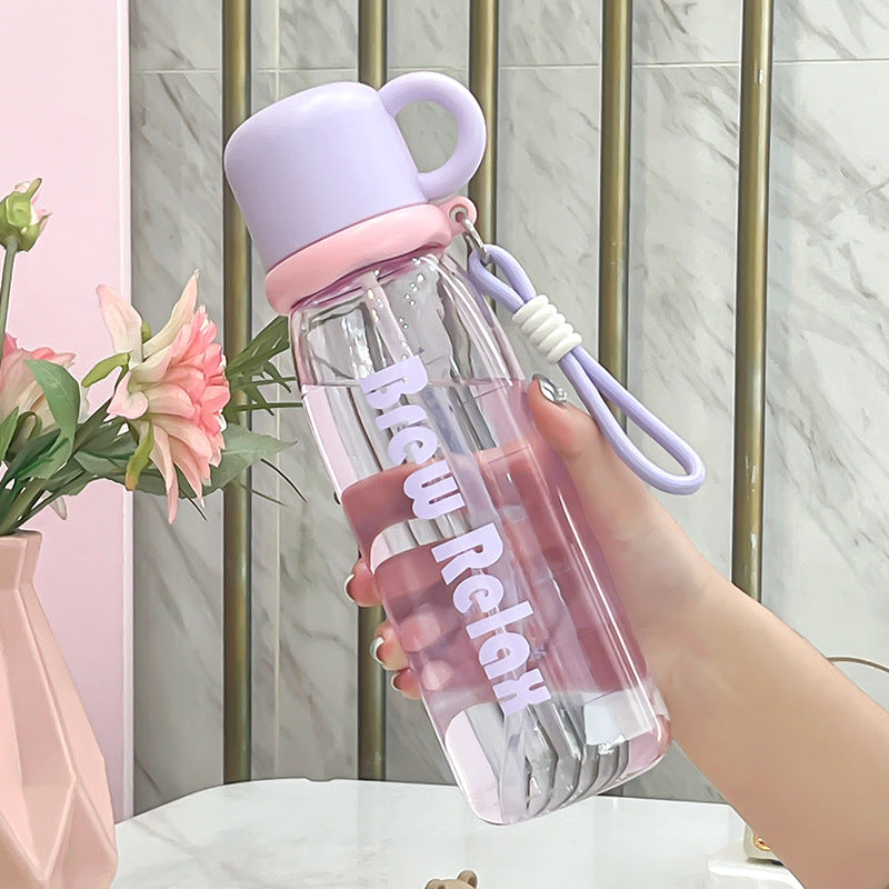 Summer new arrival: cute cartoon plastic water bottle for girls - stylish, portable, and perfect for students on the go!