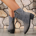 Plus sizeexportexportfall and winternew arrivalladies plus sizecasualfashion short boots pointed toe gray women's shoes