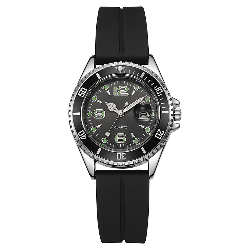 couple fashion sports green water ghost quartz watch casual silicone student quartz watch life waterproof