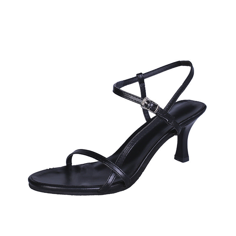 Women's sandals 2024 new summer trendy stiletto heel single strap high heel sandals sexy open toe korean style