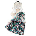 Vacation style whitecut outtopsprinting skirttwo-piece setfemale springautum royal sister outfitelegantsuit skirt
