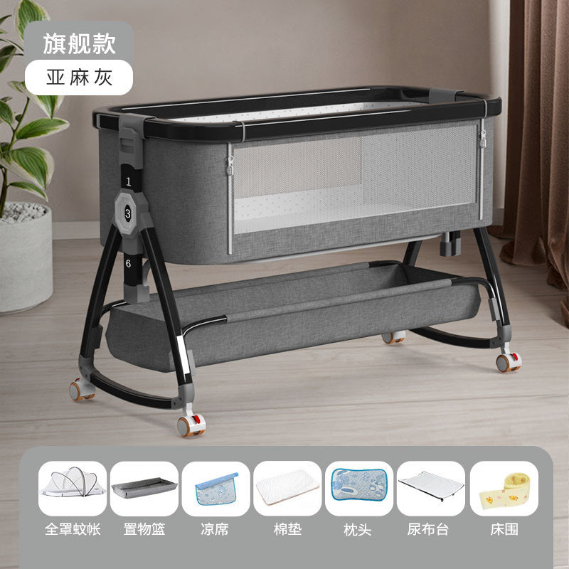 Aluminum alloy baby crib - portable, foldable, multi-functional bassinet - newborn splice bed
