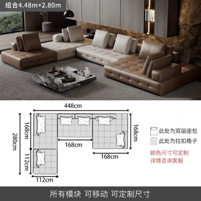 Lawrence genuine leather sofa italian normcore large and small apartment house villa customer corner sofa modern straight row leather sofa