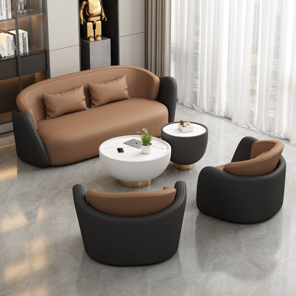 Sales office reception and negotiation rest area sofa chair office business reception and reception three-slot negotiation table and chair combination