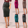 Amazon  hot-selling women's faux leather bodycon skirt - sexy high-waisted stretch plus size skirt for women