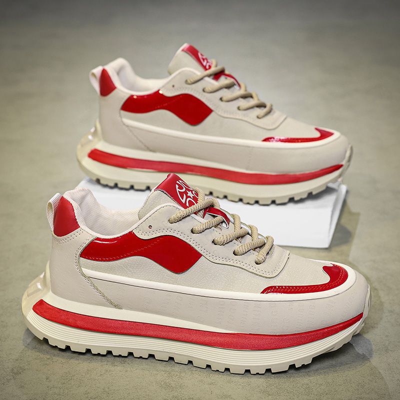Men's shoes: 2025 spring new arrivals - breathable low-top dad shoes, versatile trendy chunky sole height-increasing sneakers, athletic casual footwear