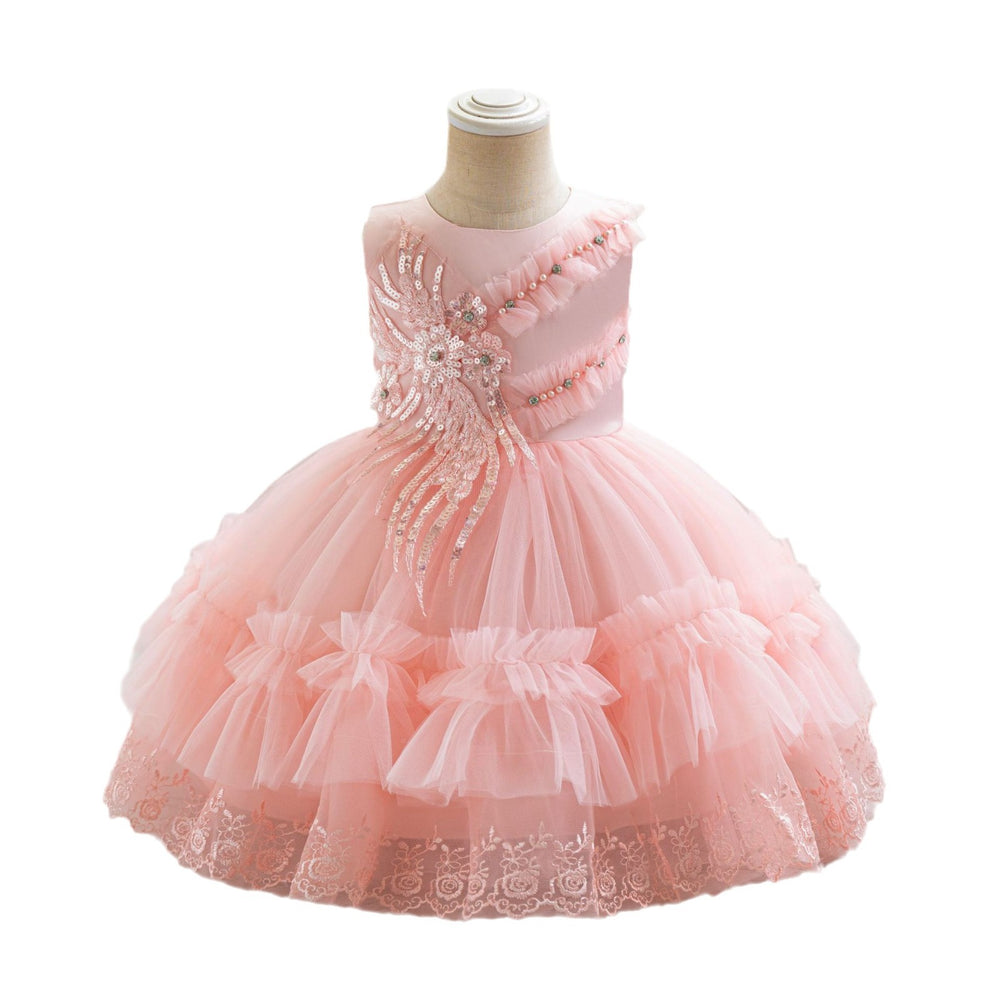Ready-to-ship new children's formal dress - tulle cake sequin princess dress for baby girls' first birthday - girl dress