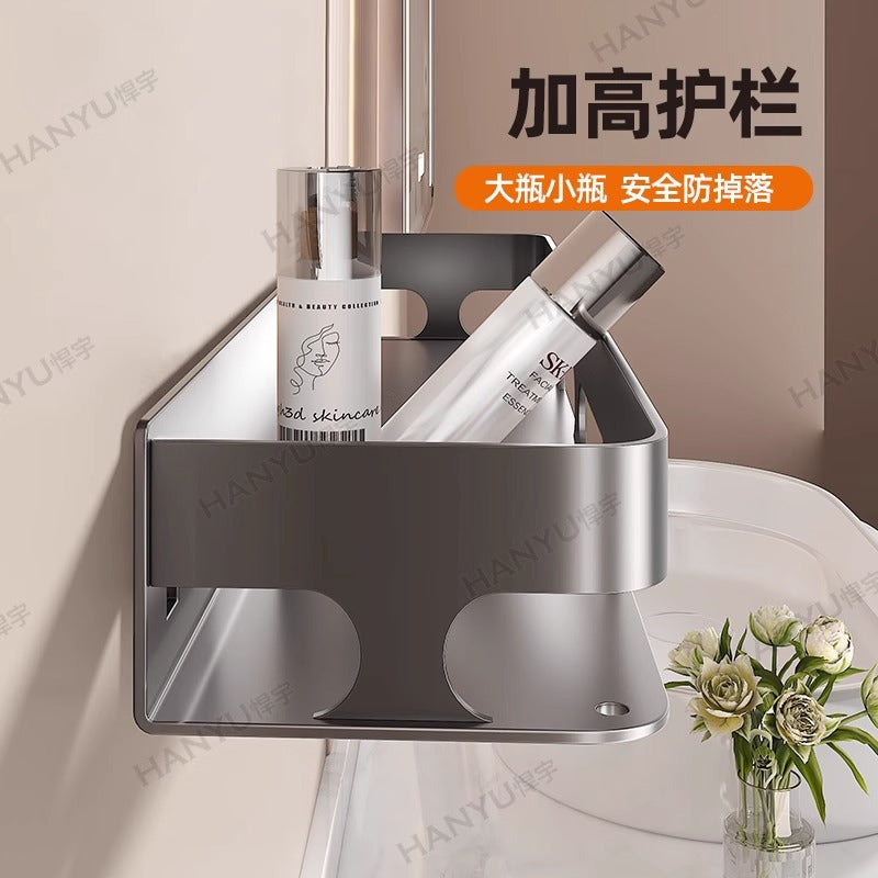 No punching, toilet rack, bathroom shelf, toilet, toilet, toiletries, wall hanging, wall storage rack