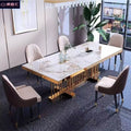 Luxury sintered stone dining table and chairs - high-end restaurant style, perfect for home, creative small apartment design, amazon green dining table