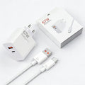 120w dual-port fast charging adapter, eu/uk plug, compatible with apple, huawei, and xiaomi phones