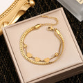 Stainless steel new double-layer heart bracelet for women - lightweight luxury, elegant double-layer bracelet, heart charm bracelet, hand jewelry