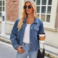 Fashionexport cross-border  new arrival silm washed shortlong sleeves denim jacketoutweartops for women