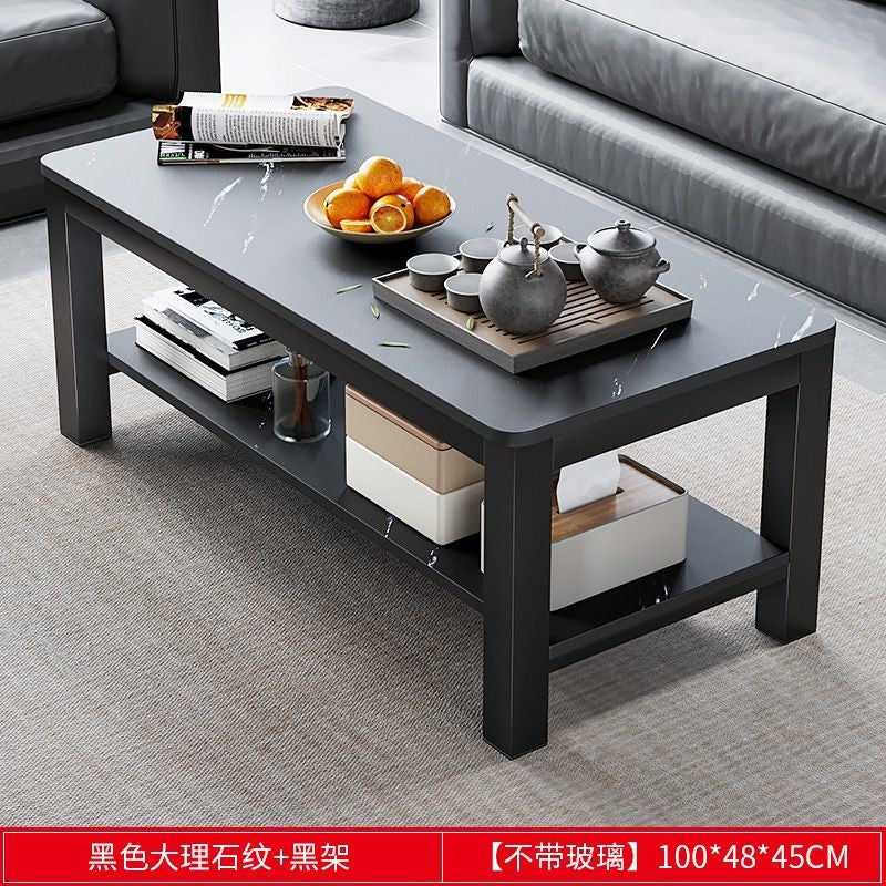 Living room coffee table for home office tempered glass tea table casual italian small apartment double-layer rectangular tea table