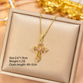 [titanium steel] fashion popular pink zirconium hollow cross necklace for women, accessible luxury niche high-end clavicle chain accessories