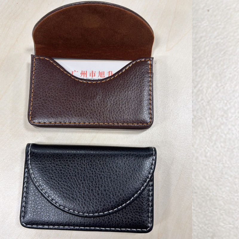 Leather Business Card Box Fashion Horizontal Solid Color Leather Business Card Box Business Men's Leather Card Box Business Card Clip Card Bag