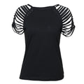 women's fashion: european & american sexy slim-fit cutout ribbed top - stylish and versatile short-sleeve crew neck t-shirt