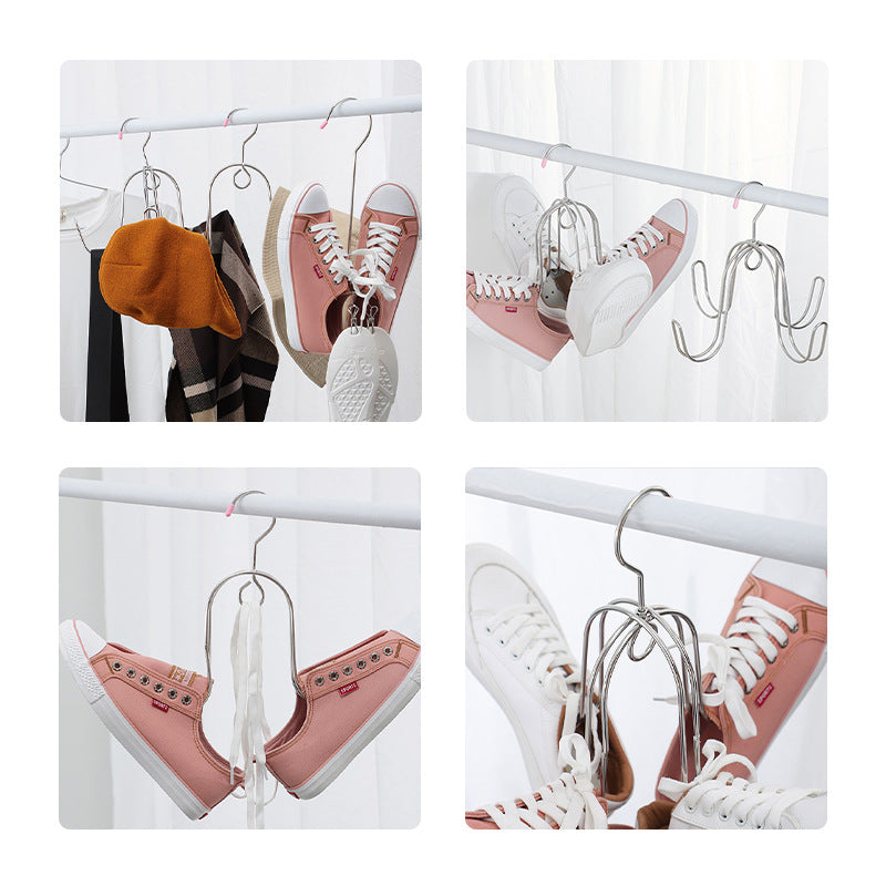 Stainless steel sandal rack Multifunctional slipper rack Dormitory windproof drying rack Balcony drying shoe rack drying shoe hook