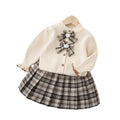 Girls' sweater cardigan set -  autumn new collection, preppy style, trendy two-piece outfit for girls, baby girl cardigan set