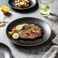 Steak plate western dinner plate creative black matte gold rim steak plate commercial ceramic tableware western dinner plate