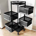 Kitchen rotating storage rack, home floor-standing living room snack box, toy, fruit, and vegetable basket, multi-tier trolley organizer