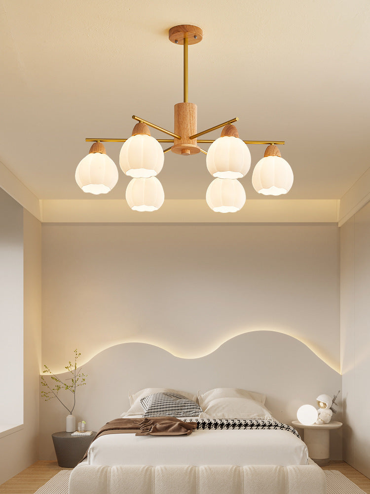 Log living room chandelier dining room light Japanese-style wabi-sabi wind homestay lighting retro wind hotel shop light bedroom lighting