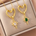 [copper inlaid with zirconium] fashion popular heart-shaped titanium steel necklace, high-end light luxury diamond-encrusted ins fashion clavicle chain jewelry