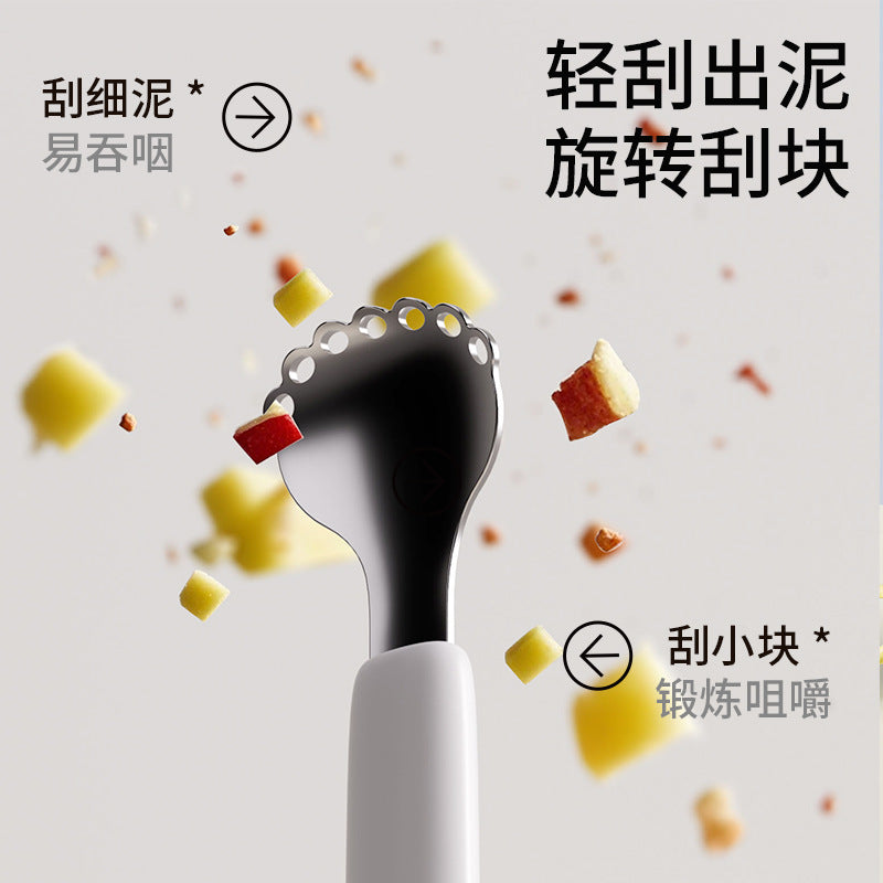 Kids' double-ended mud scoop, cartoon mud scoop, baby food spoon, silicone fruit spoon for babies, feeding spoon