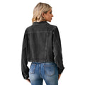 American hot girl   new cross-border export washed denim cropped jacket top long sleeve women's