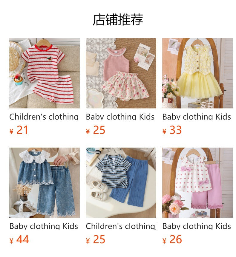 Kids clothing  cross-border new arrivalfashion spring & fallgirl cherry pattern white vest shorts